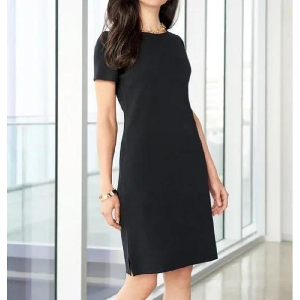 Ming Wang | Black Knit Short Sleeve Classic Little Black Dress Relaxed Fit